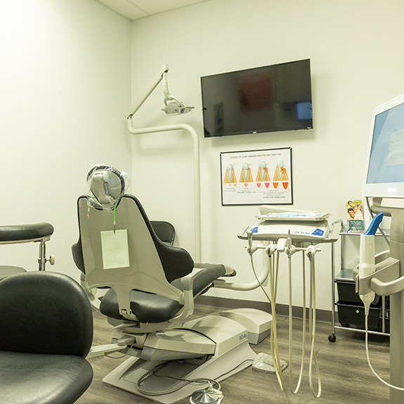 Dental exam room equipped with advanced dental technology in Denton