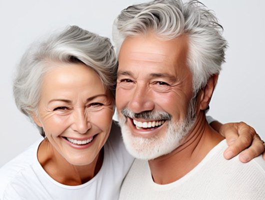 Happy senior couple with nice teeth