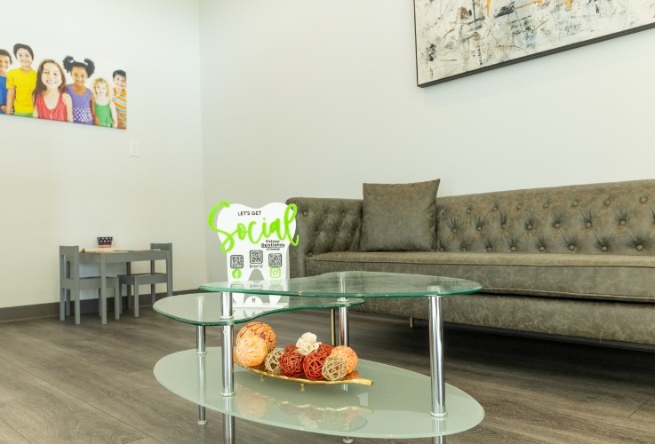 Glass table in reception area