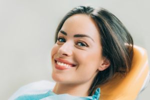 Woman smiling in dentist's chair