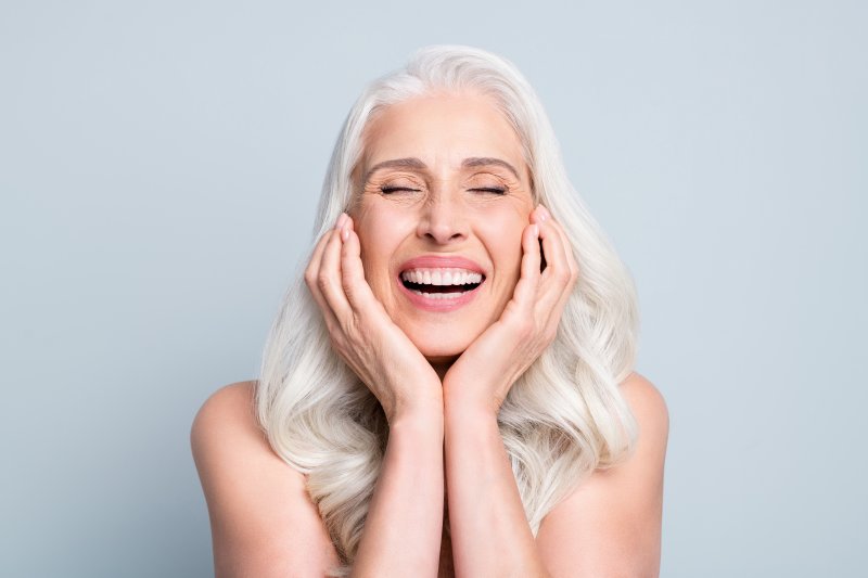 closeup of woman smiling 